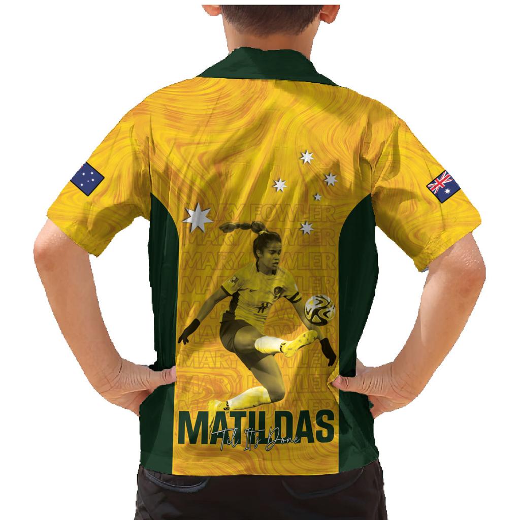 Australia Soccer Family Matching Mermaid Dress and Hawaiian Shirt Fowler Matildas - Gold Marble