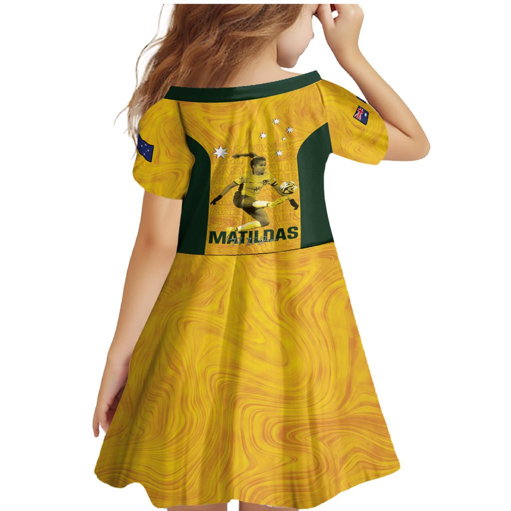 Australia Soccer Family Matching Mermaid Dress and Hawaiian Shirt Fowler Matildas - Gold Marble