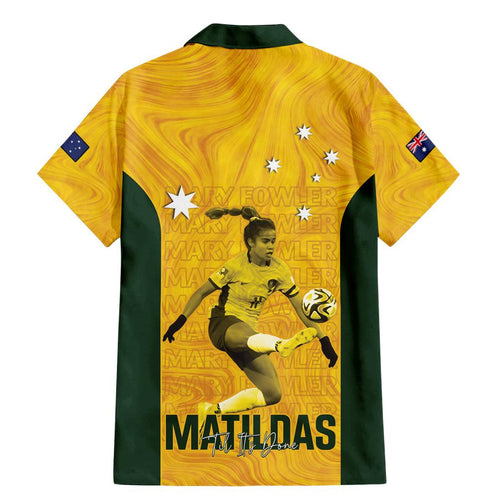 Australia Soccer Family Matching Mermaid Dress and Hawaiian Shirt Fowler Matildas - Gold Marble