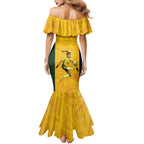 Australia Soccer Family Matching Mermaid Dress and Hawaiian Shirt Fowler Matildas - Gold Marble