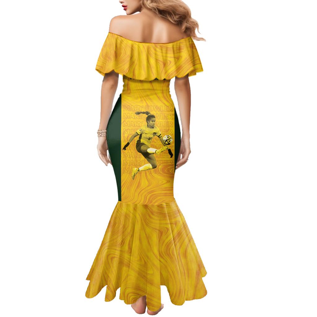 Australia Soccer Family Matching Mermaid Dress and Hawaiian Shirt Fowler Matildas - Gold Marble
