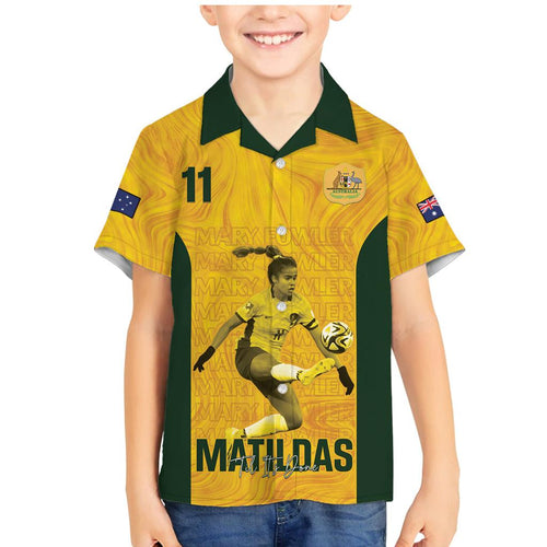 Australia Soccer Family Matching Mermaid Dress and Hawaiian Shirt Fowler Matildas - Gold Marble
