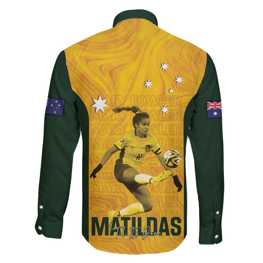 Australia Soccer Family Matching Off The Shoulder Long Sleeve Dress and Hawaiian Shirt Fowler Matildas - Gold Marble