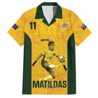 Australia Soccer Family Matching Off Shoulder Maxi Dress and Hawaiian Shirt Fowler Matildas - Gold Marble