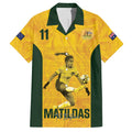 Australia Soccer Family Matching Off Shoulder Short Dress and Hawaiian Shirt Fowler Matildas - Gold Marble