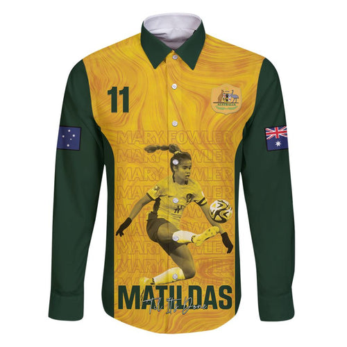 Australia Soccer Family Matching Puletasi and Hawaiian Shirt Fowler Matildas - Gold Marble