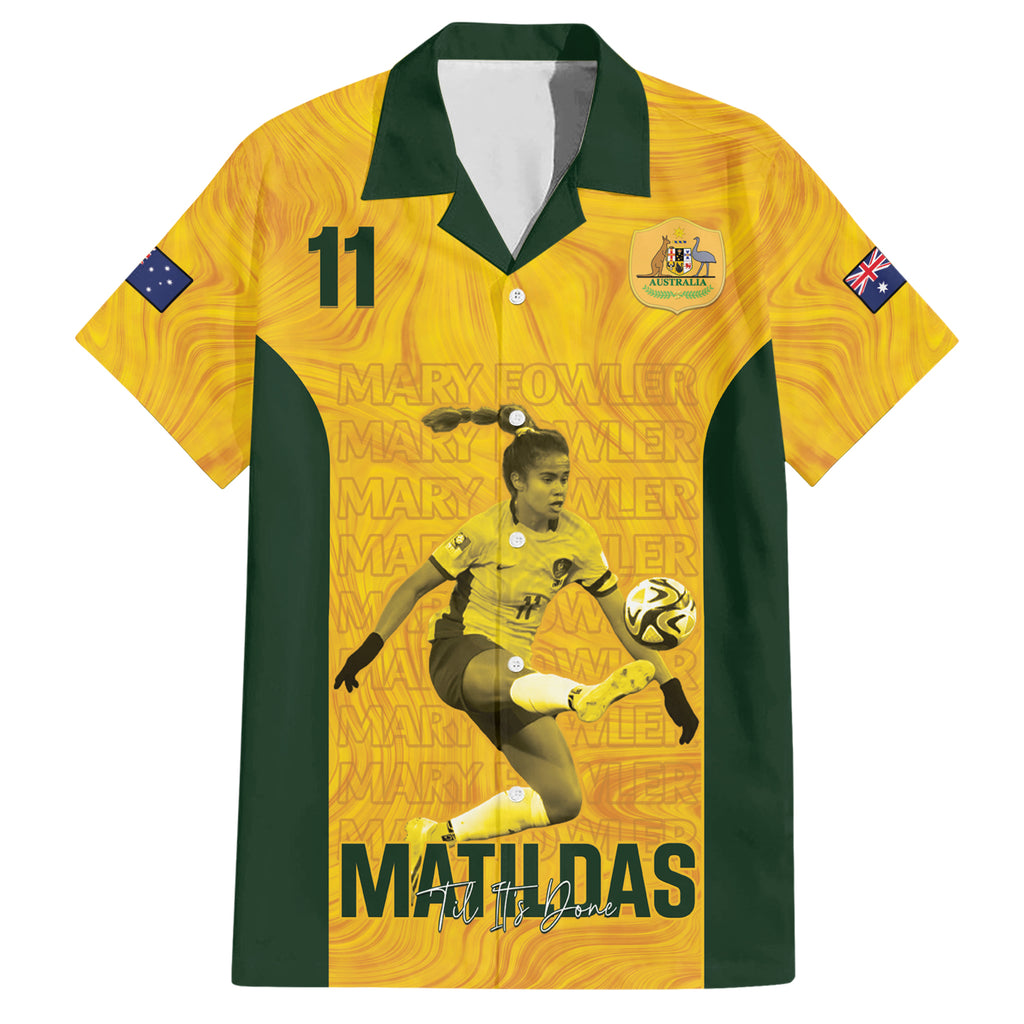 Australia Soccer Hawaiian Shirt Fowler Matildas - Gold Marble