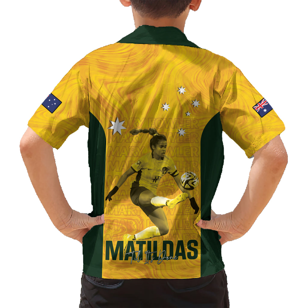 Australia Soccer Hawaiian Shirt Fowler Matildas - Gold Marble