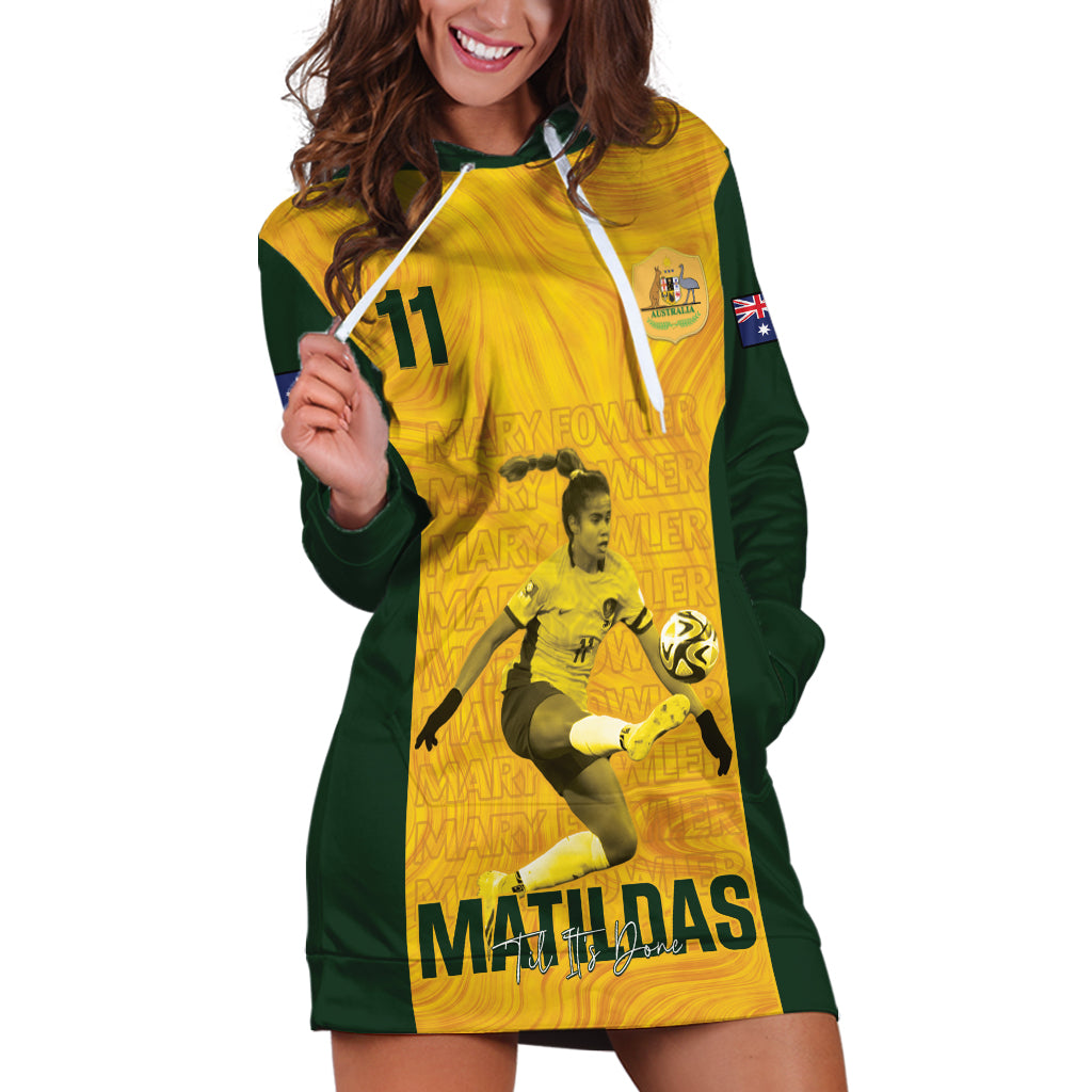 Australia Soccer Hoodie Dress Fowler Matildas - Gold Marble