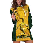 Australia Soccer Hoodie Dress Fowler Matildas - Gold Marble