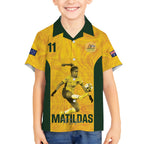 Australia Soccer Kid Hawaiian Shirt Fowler Matildas - Gold Marble