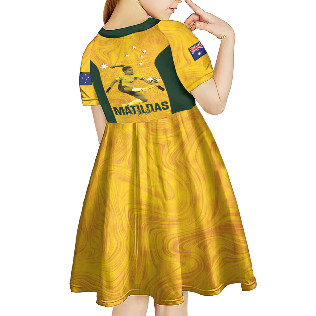Australia Soccer Kid Short Sleeve Dress Fowler Matildas - Gold Marble