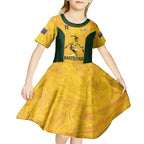 Australia Soccer Kid Short Sleeve Dress Fowler Matildas - Gold Marble
