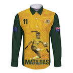 Australia Soccer Long Sleeve Button Shirt Fowler Matildas - Gold Marble