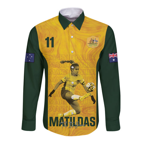 Australia Soccer Long Sleeve Button Shirt Fowler Matildas - Gold Marble