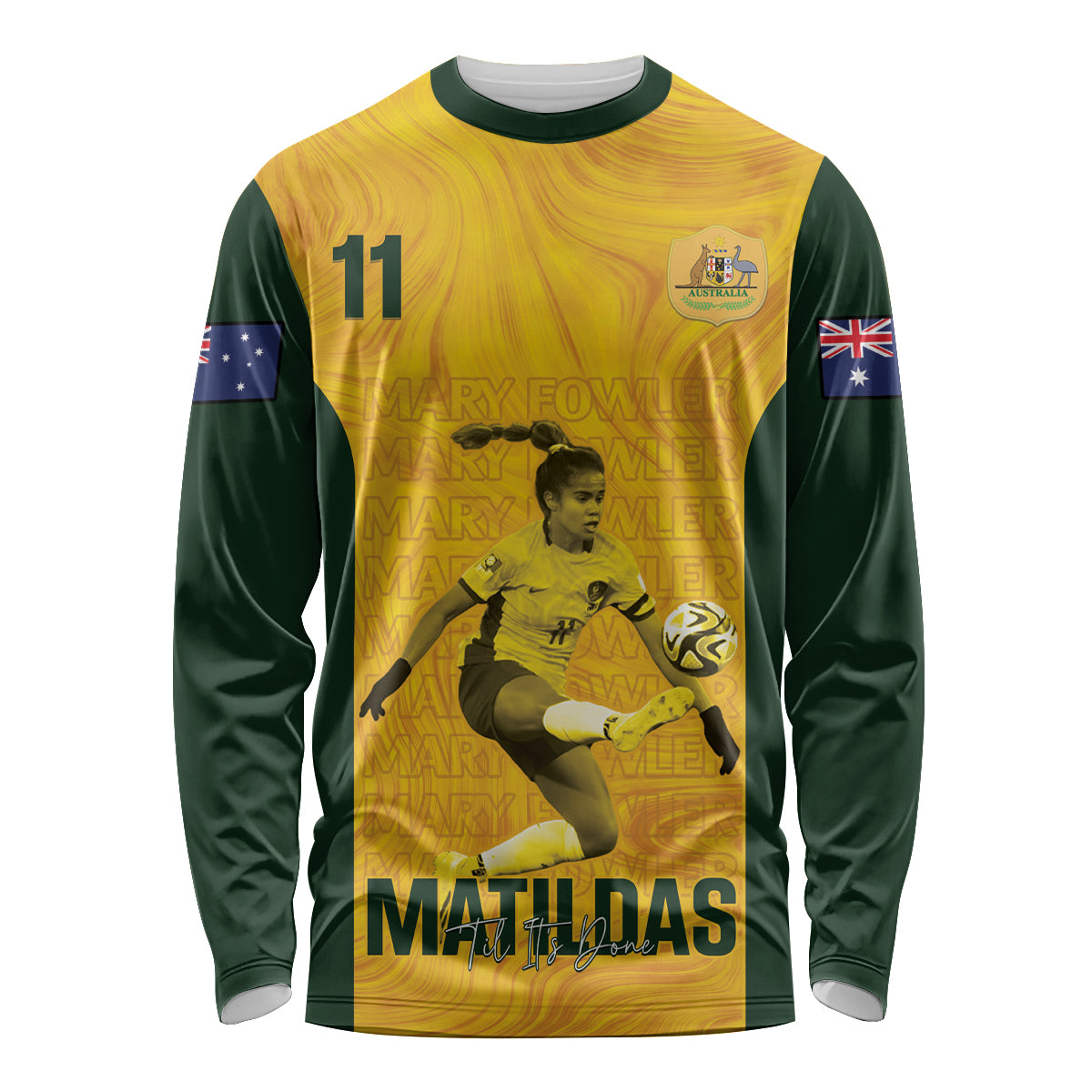 Australia Soccer Long Sleeve Shirt Fowler Matildas - Gold Marble