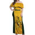 Australia Soccer Off Shoulder Maxi Dress Fowler Matildas - Gold Marble