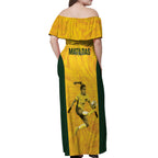 Australia Soccer Off Shoulder Maxi Dress Fowler Matildas - Gold Marble