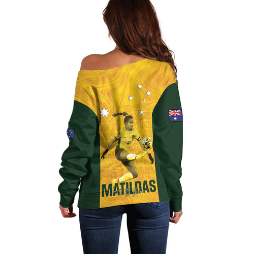 Australia Soccer Off Shoulder Sweater Fowler Matildas - Gold Marble