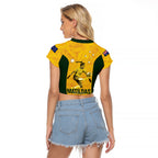 Australia Soccer Raglan Cropped T Shirt Fowler Matildas - Gold Marble