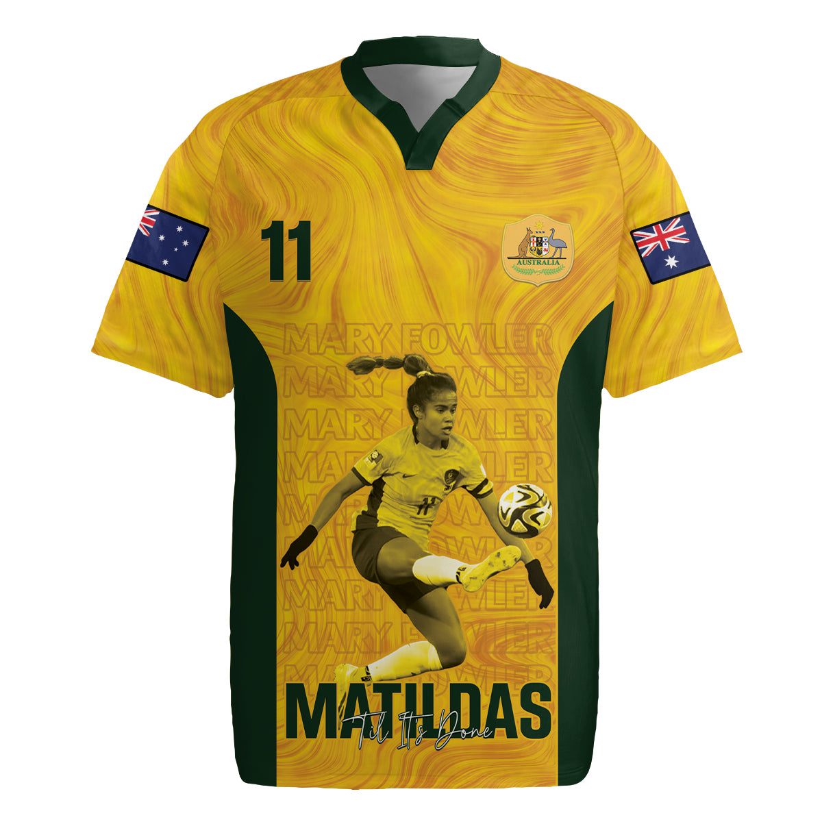Australia Soccer Rugby Jersey Fowler Matildas - Gold Marble