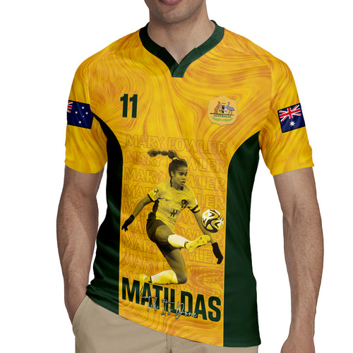 Australia Soccer Rugby Jersey Fowler Matildas - Gold Marble