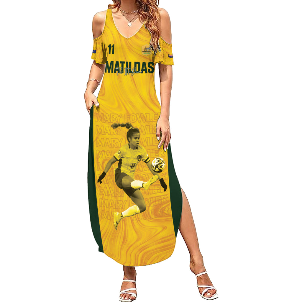Australia Soccer Summer Maxi Dress Fowler Matildas - Gold Marble
