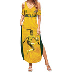 Australia Soccer Summer Maxi Dress Fowler Matildas - Gold Marble