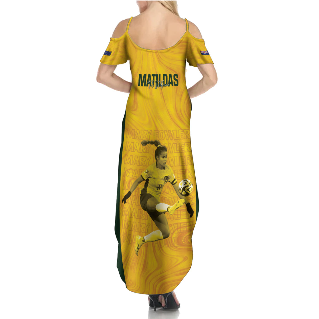 Australia Soccer Summer Maxi Dress Fowler Matildas - Gold Marble
