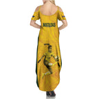 Australia Soccer Summer Maxi Dress Fowler Matildas - Gold Marble