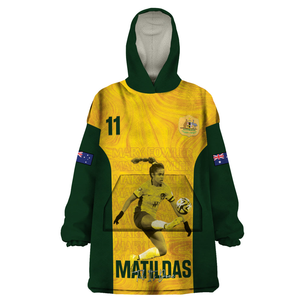 Australia Soccer Wearable Blanket Hoodie Fowler Matildas - Gold Marble