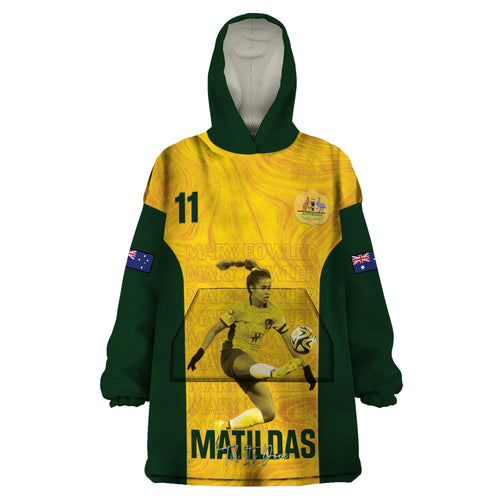 Australia Soccer Wearable Blanket Hoodie Fowler Matildas - Gold Marble