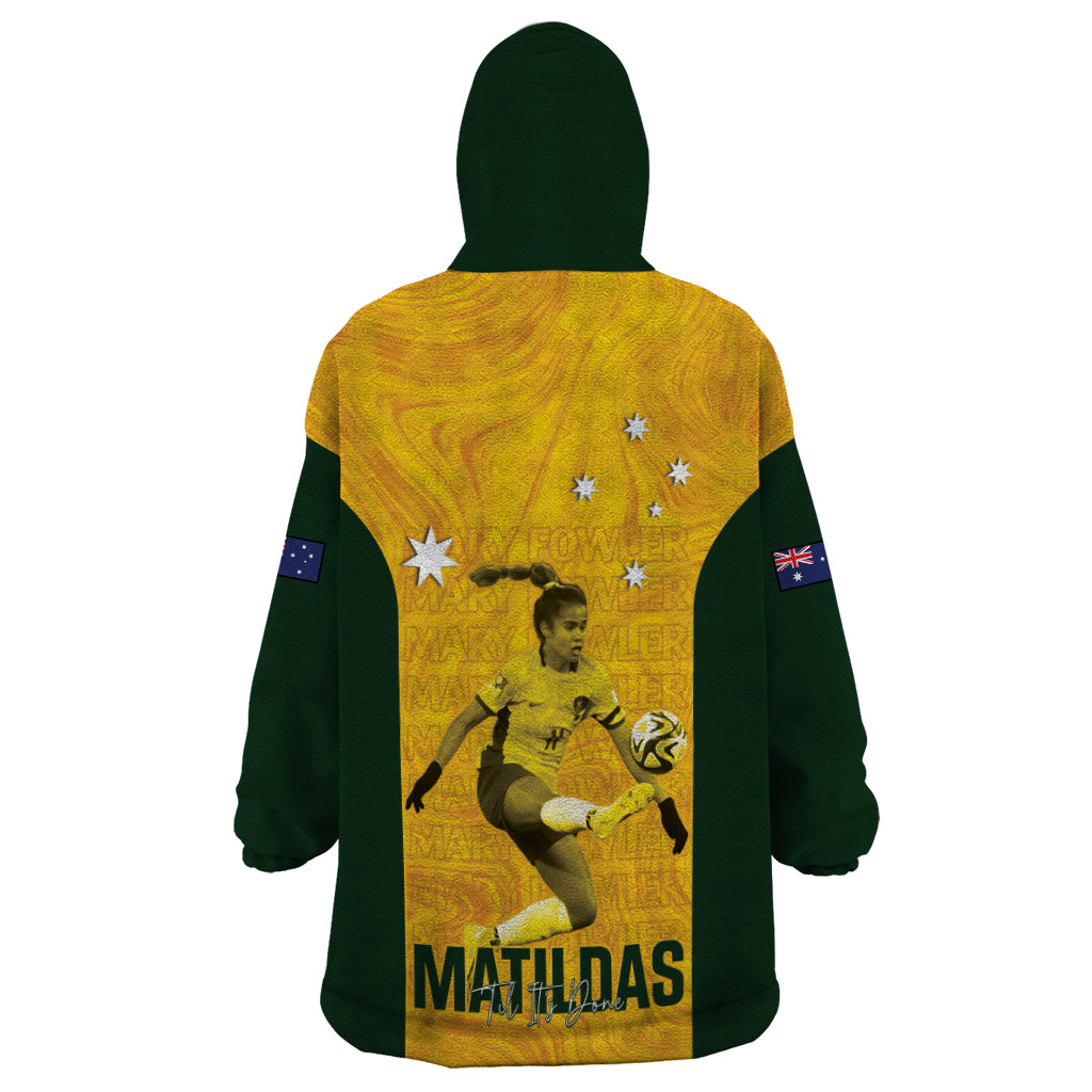 Australia Soccer Wearable Blanket Hoodie Fowler Matildas - Gold Marble