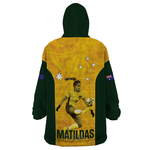 Australia Soccer Wearable Blanket Hoodie Fowler Matildas - Gold Marble