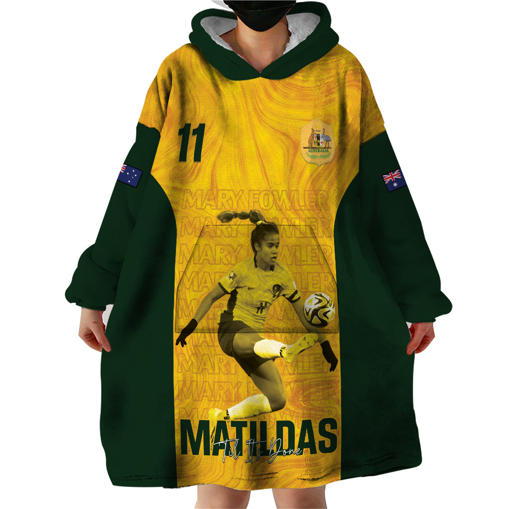Australia Soccer Wearable Blanket Hoodie Fowler Matildas - Gold Marble