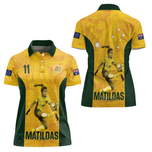 Australia Soccer Women Polo Shirt Fowler Matildas - Gold Marble