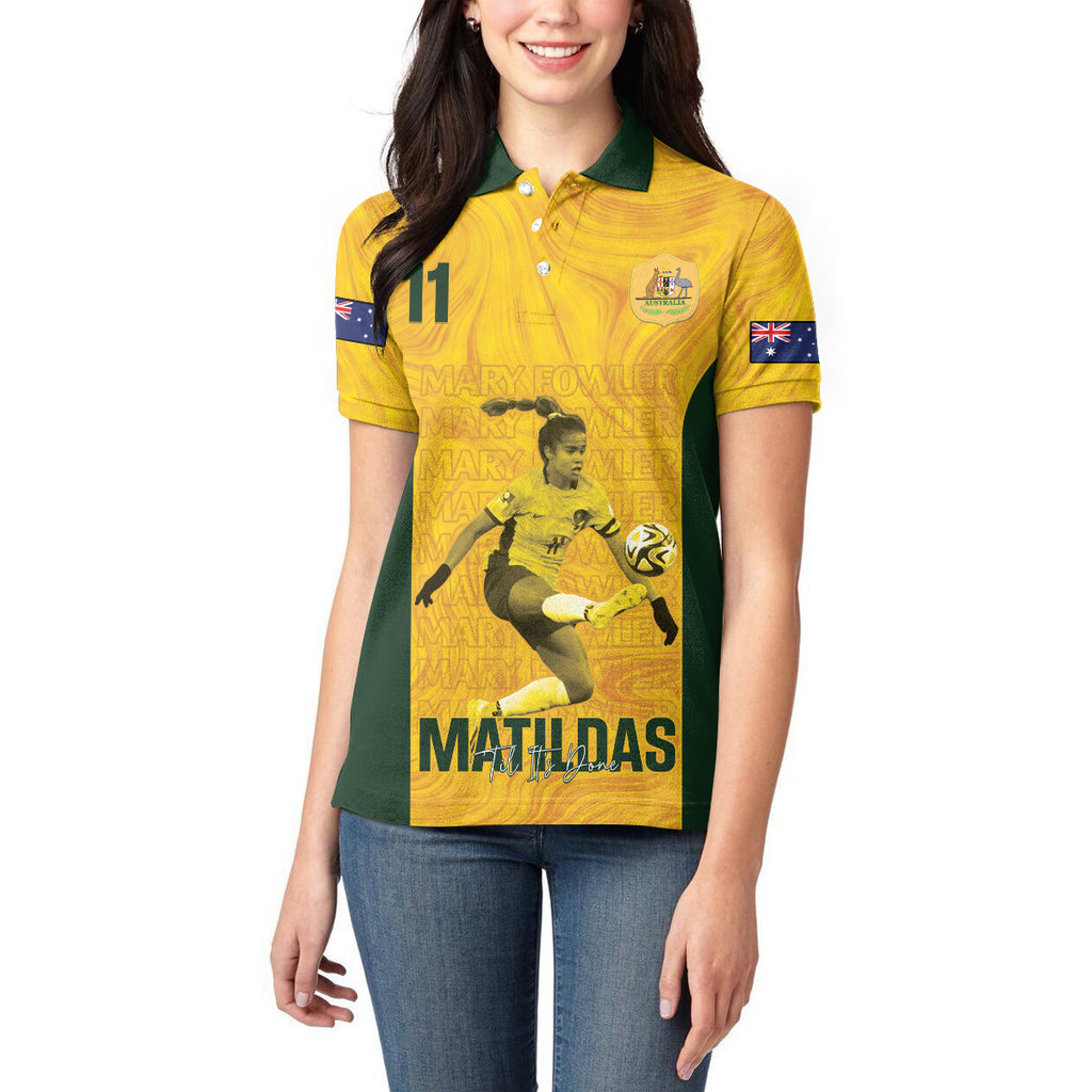 Australia Soccer Women Polo Shirt Fowler Matildas - Gold Marble