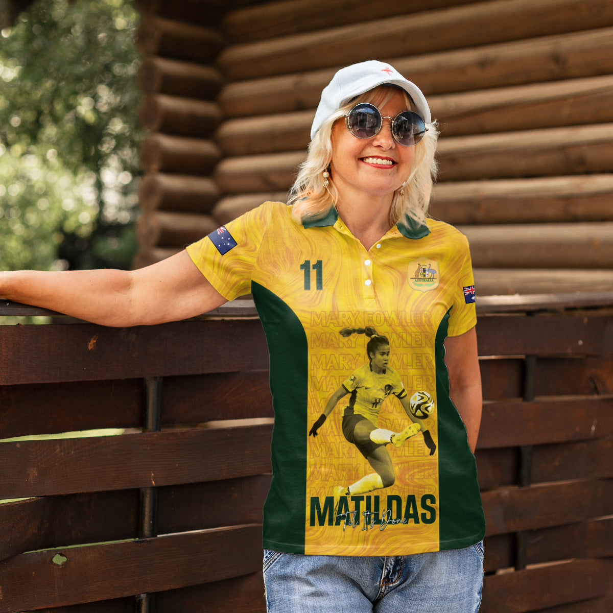 Australia Soccer Women Polo Shirt Fowler Matildas - Gold Marble