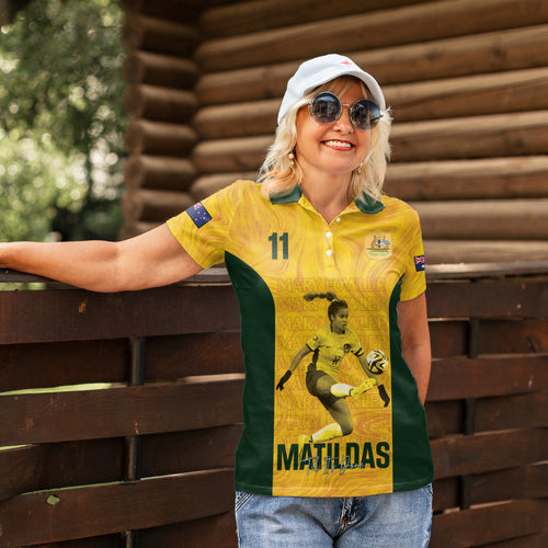 Australia Soccer Women Polo Shirt Fowler Matildas - Gold Marble