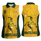 Australia Soccer Women Sleeveless Polo Shirt Fowler Matildas - Gold Marble