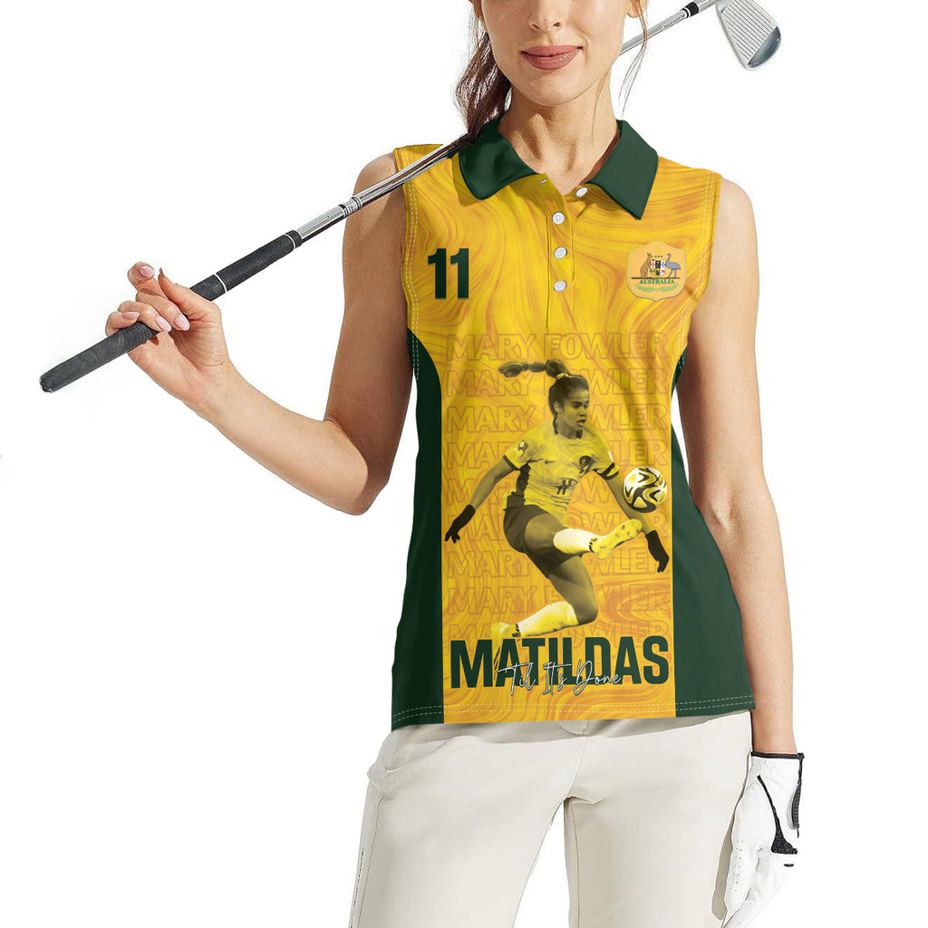 Australia Soccer Women Sleeveless Polo Shirt Fowler Matildas - Gold Marble