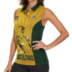 Australia Soccer Women Sleeveless Polo Shirt Fowler Matildas - Gold Marble