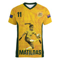 Australia Soccer Women V-Neck T-Shirt Fowler Matildas - Gold Marble