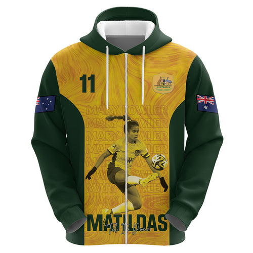 Australia Soccer Zip Hoodie Fowler Matildas - Gold Marble