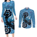 Custom NSW Blues Rugby Couples Matching Long Sleeve Bodycon Dress and Long Sleeve Button Shirt 2024 Platypus Mix Aboriginal Art
