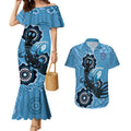 Custom NSW Blues Rugby Couples Matching Mermaid Dress and Hawaiian Shirt 2024 Platypus Mix Aboriginal Art