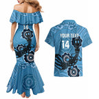 Custom NSW Blues Rugby Couples Matching Mermaid Dress and Hawaiian Shirt 2024 Platypus Mix Aboriginal Art