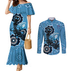 Custom NSW Blues Rugby Couples Matching Mermaid Dress and Long Sleeve Button Shirt 2024 Platypus Mix Aboriginal Art