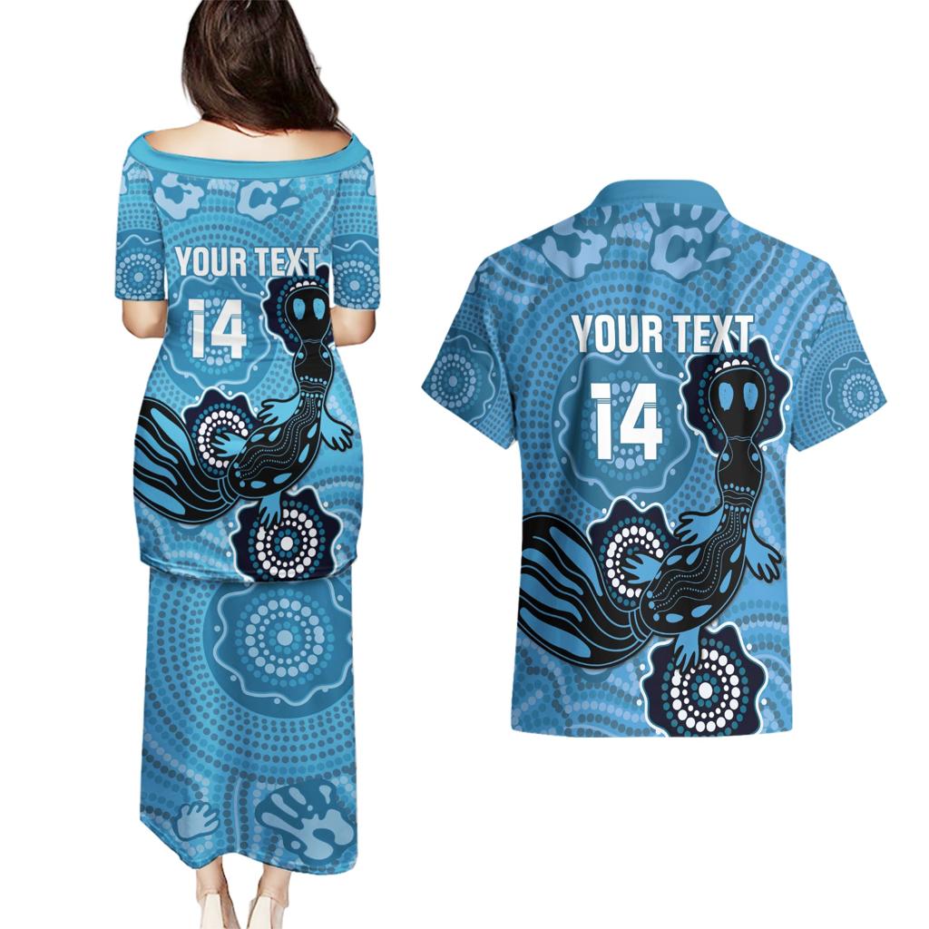 Custom NSW Blues Rugby Couples Matching Puletasi and Hawaiian Shirt 2024 Platypus Mix Aboriginal Art