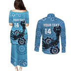 Custom NSW Blues Rugby Couples Matching Puletasi and Long Sleeve Button Shirt 2024 Platypus Mix Aboriginal Art